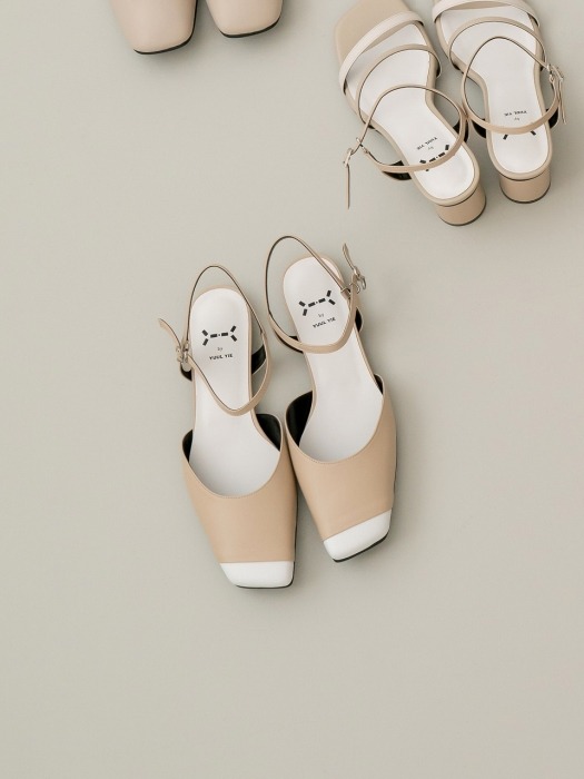 Meringue flat sandals / YY8S-S15 Beige+White