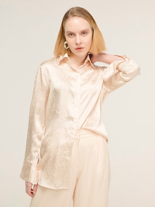 Paisley silky Blouse _ Ivory