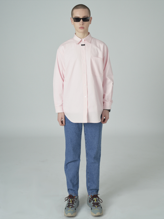 Neck cursor point shirt-pink