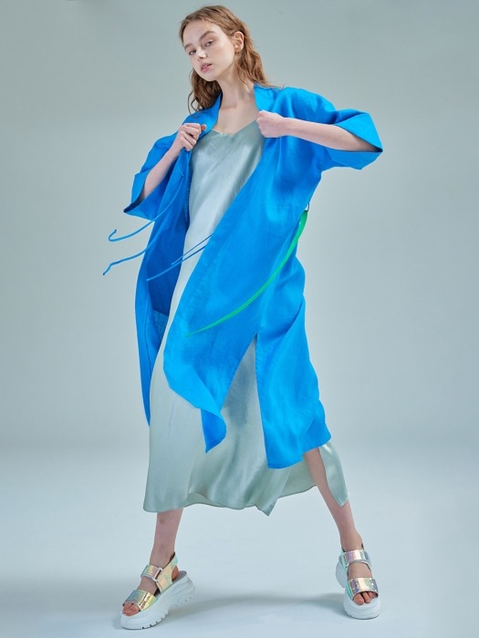 린넨 Serenity long robe [Very blue]