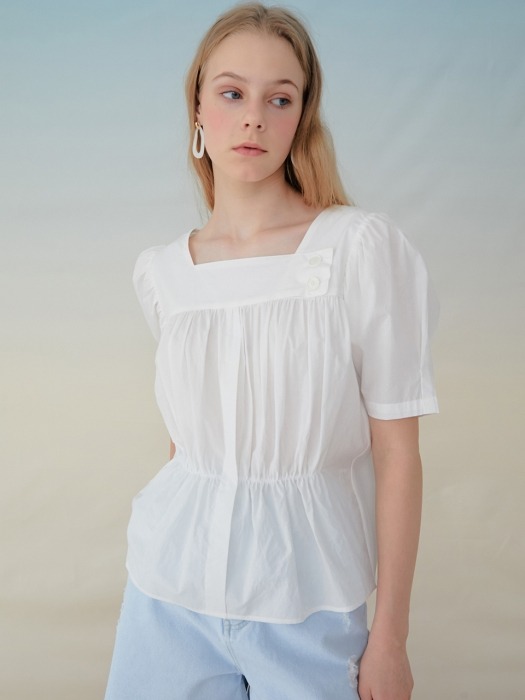 monts936 shirring blouse (white)