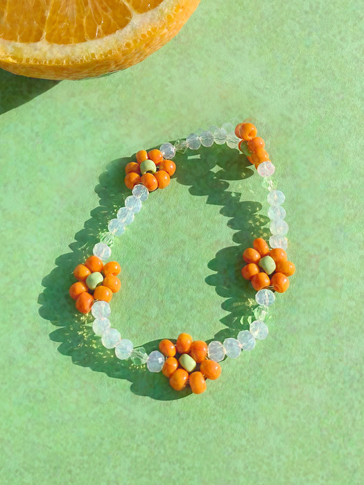 Flower Beads Bracelet_Orange