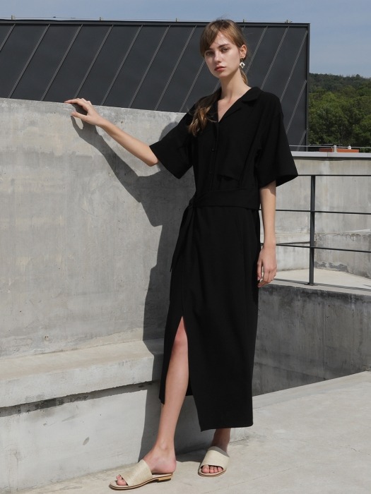 Wrap skirt One-piece_Black