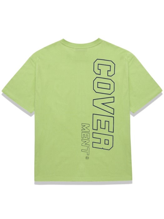 Side Vertical Big Logo Print Over-Fit TEE NEON GREEN(BLUE)