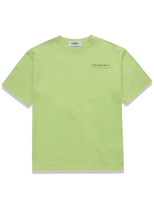 Side Vertical Big Logo Print Over-Fit TEE NEON GREEN(BLUE)