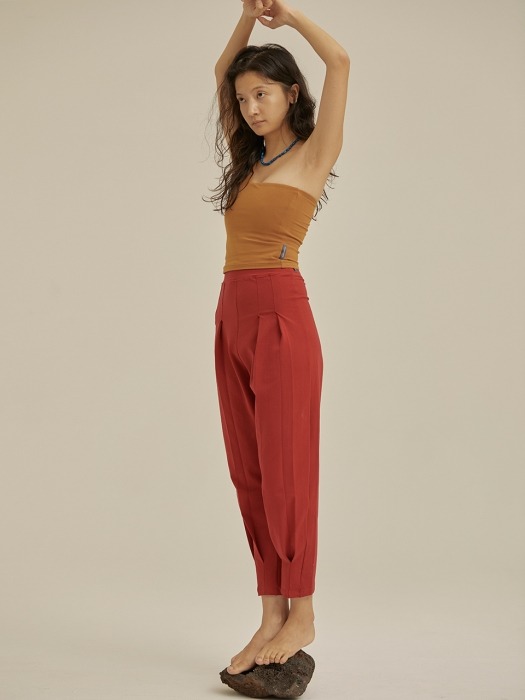 High-rise pleated pants-2colors
