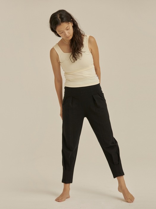 High-rise pleated pants-2colors