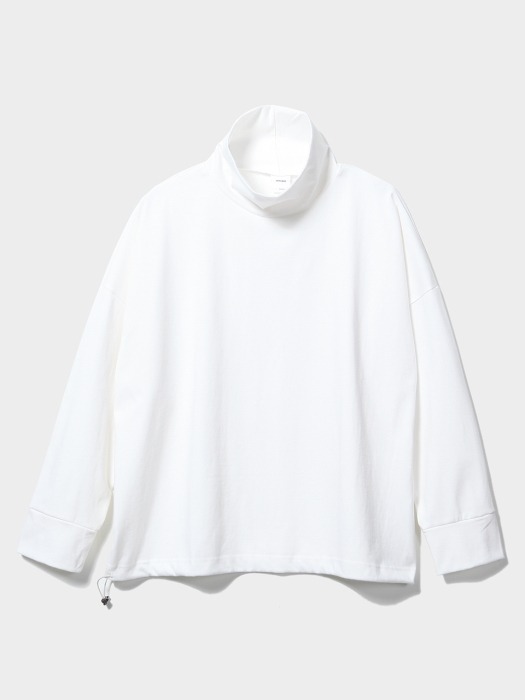 High Neck String L/S T-Shirts [White]
