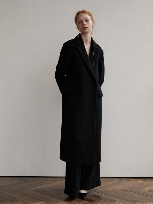 Panel wool coat - Black