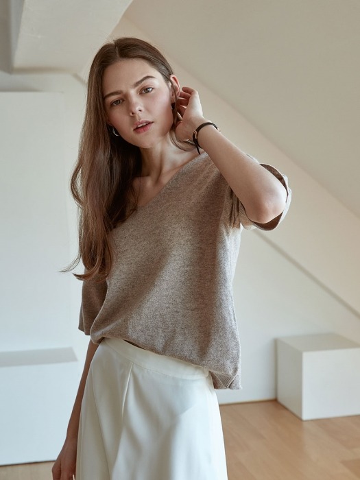 sugar v-neck knit[beige]