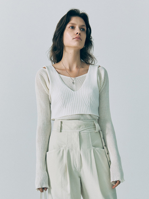 20SS SLEEVELESS RIB KNIT - WHITE