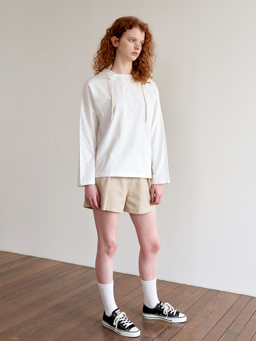 STRING HOOD TEE - IVORY