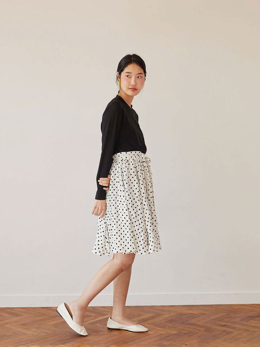 dot apron skirt (white)