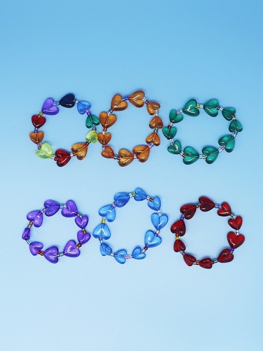 Fancy heart line beads Bracelet 컬러 하트볼 비즈팔찌 6color