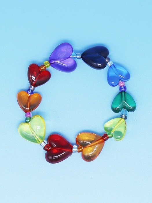 Fancy heart line beads Bracelet 컬러 하트볼 비즈팔찌 6color