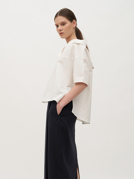 TTR LINEN COLLAR OVERSIZED SHIRT 3COLOR