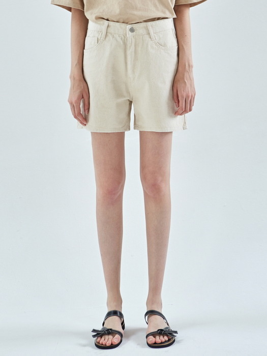 RUBY WIDE COTTON SHORT_OATMEAL