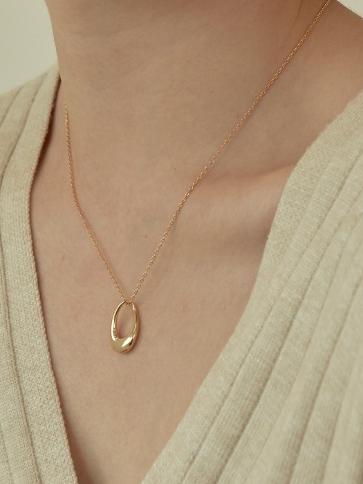 silver925 oval necklace-gold