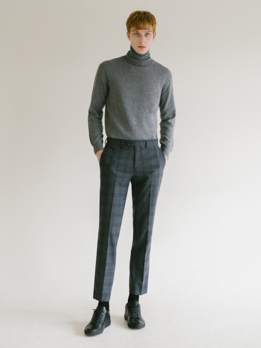 Wool Blend Classic Suit Pants D/Grey Check