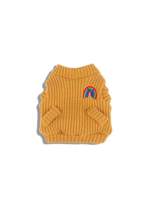 Rainbow Knit Cardigan Amber Yellow