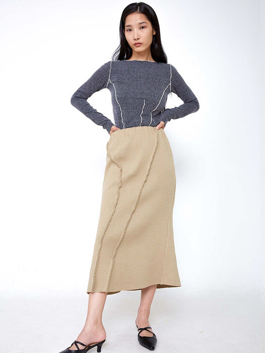 COLOUR LINED LONG TEE GREY