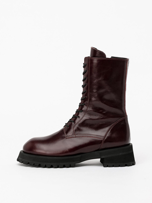 Apost Lace-up Combat Boots in Cracked Black