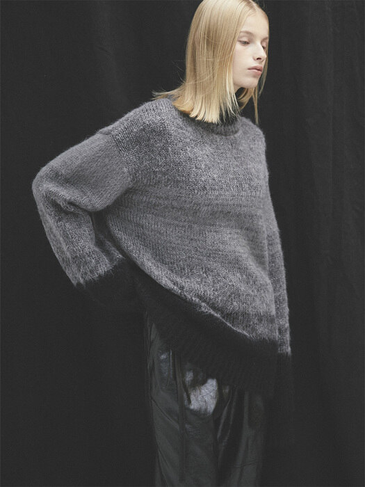  CHARCOAL blushed mohair gradation knit (MT021)