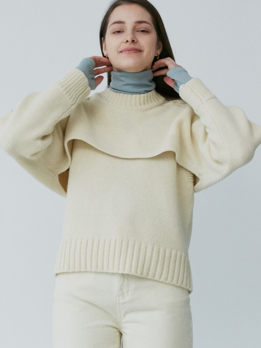 comos457 bolero vest set knit (cream)