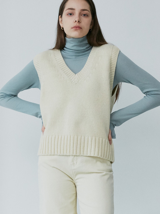 comos457 bolero vest set knit (cream)