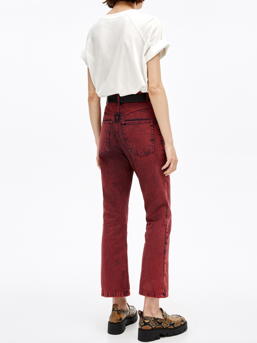 Dark red flared jeans_B206AWN001RD