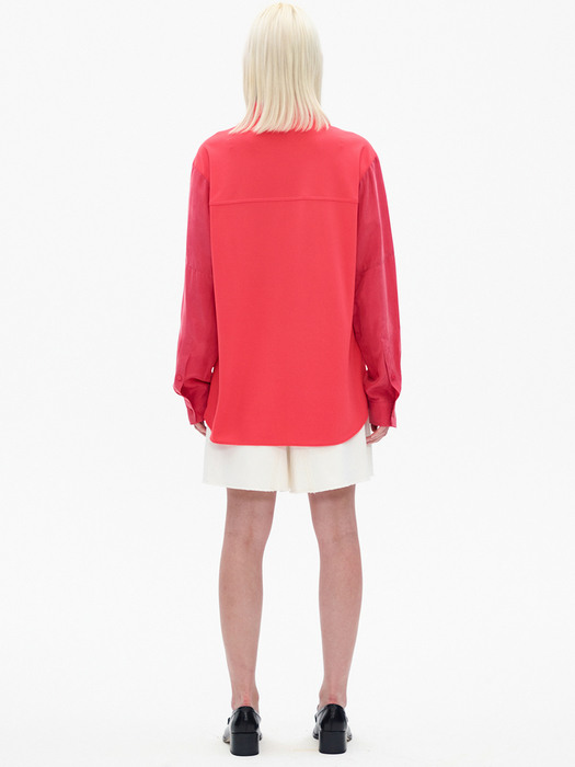 CONTRAST SLEEVE SHIRT, RED
