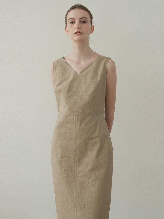 cotton silhouette dress (beige)