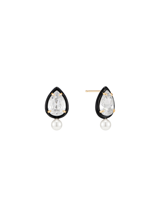 Black Line Pear Pearl Earring_EC1715
