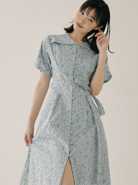 KST PATTERN SLEEVE SHIRRING OPS SKY BLUE