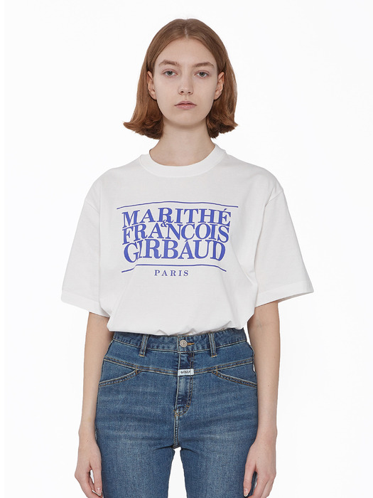 MARITHE CLASSIC LOGO TEE off white/french blue