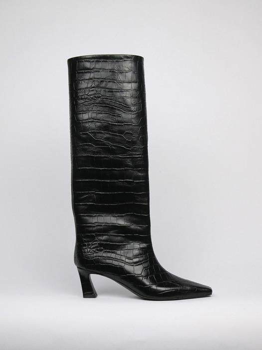 Mia Boots Leather Black Croco