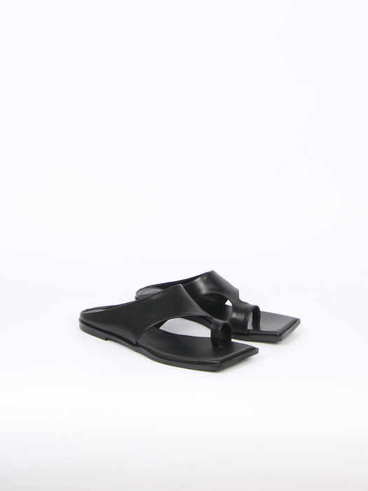 Diana Leather Slides Black