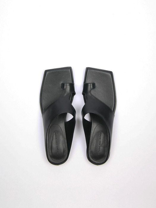 Diana Leather Slides Black