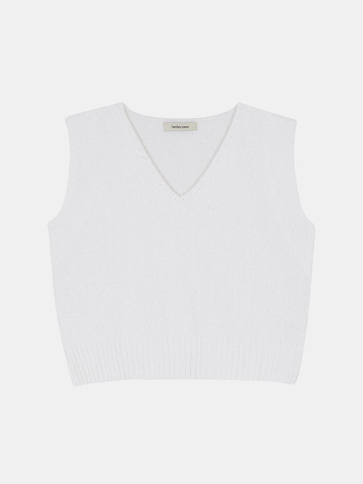 v neck sleeveless knit (white)