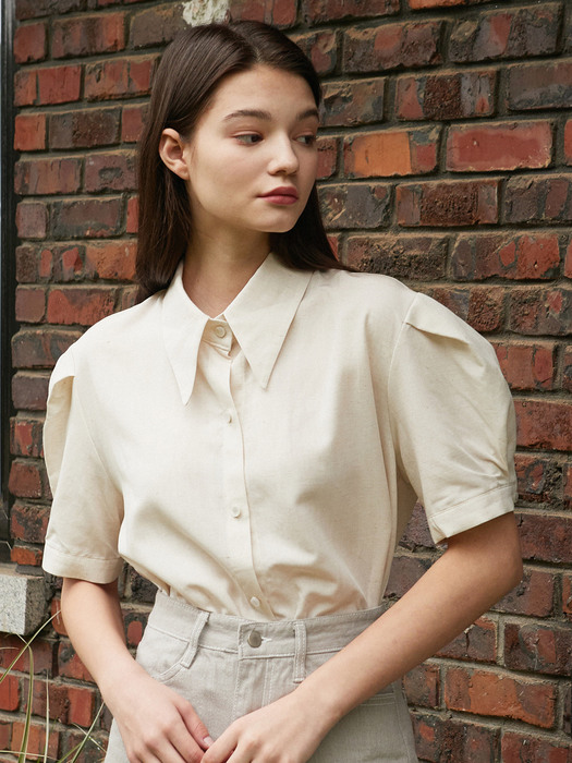 iuw1008 big collar puff half shirts (ivory)