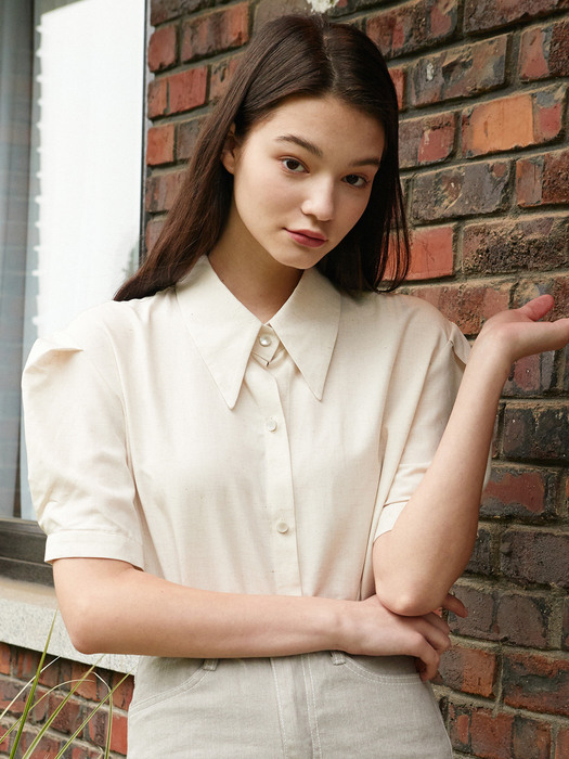 iuw1008 big collar puff half shirts (ivory)