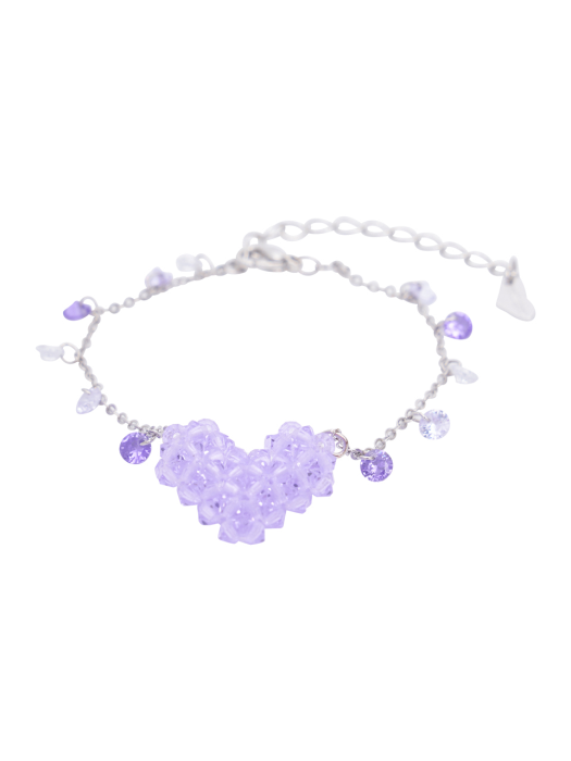 Single Heart Beads Bracelet (Lavender)