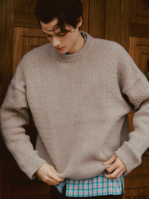 [X Begin 2.0.2] Wool Cashmere Cable Knit Pullover_2color