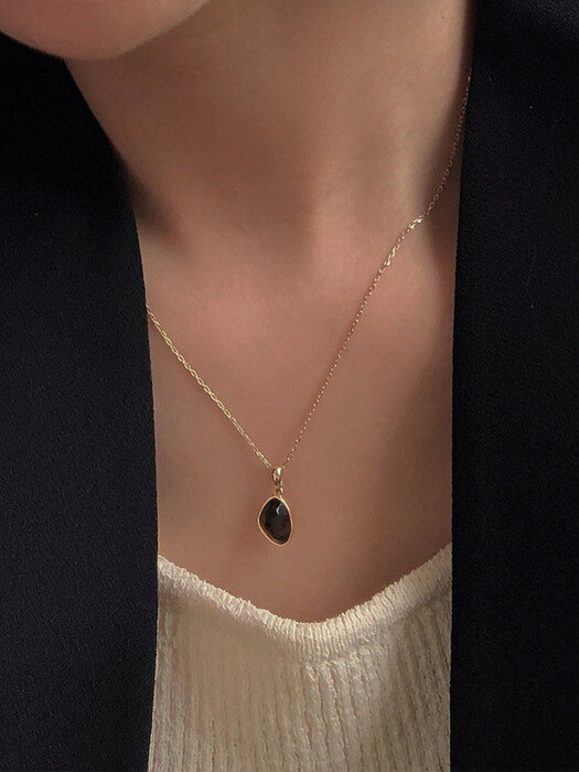 14k smoky quartz necklace