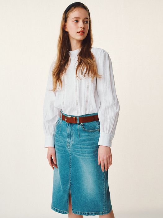 H-line Slit Denim Skirt