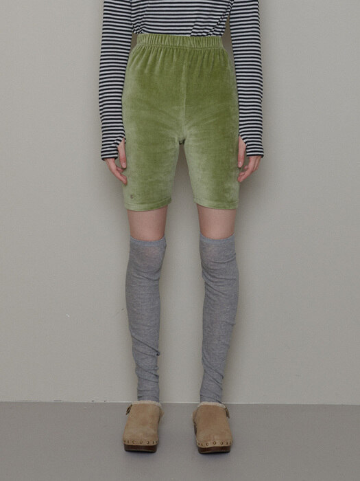 Velour bike shorts_ Olive green