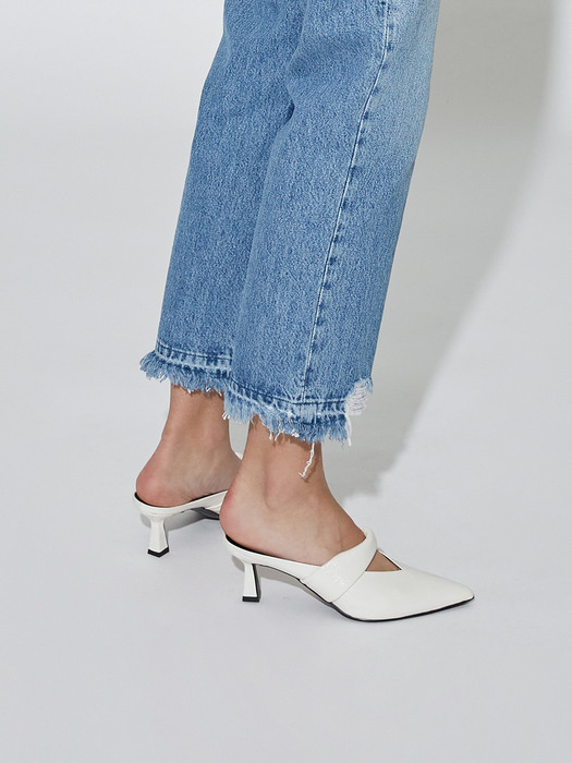 Anna Mules 6cm Heels Crush Nappa Off-White