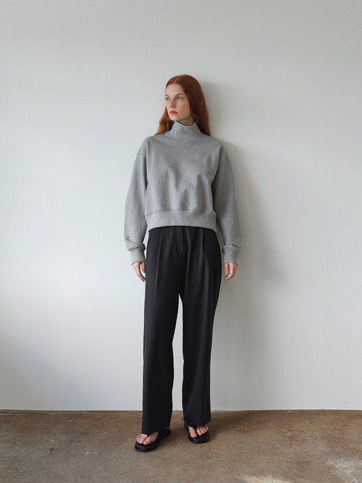 High neck crop sweatshirt / Grey