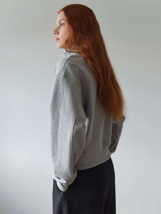 High neck crop sweatshirt / Grey
