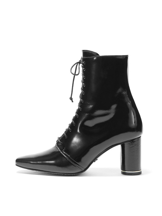 Glossy Lace-Up Boots_Black